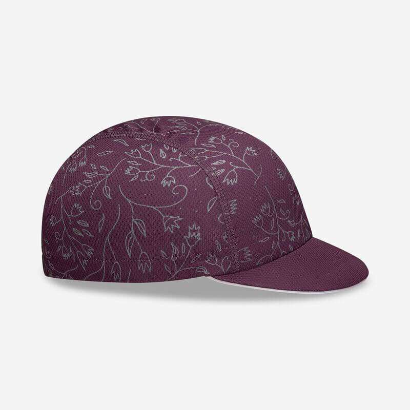 Side profile of custom Plain Cycling Cap — elastic rear panels and lightweight performance design