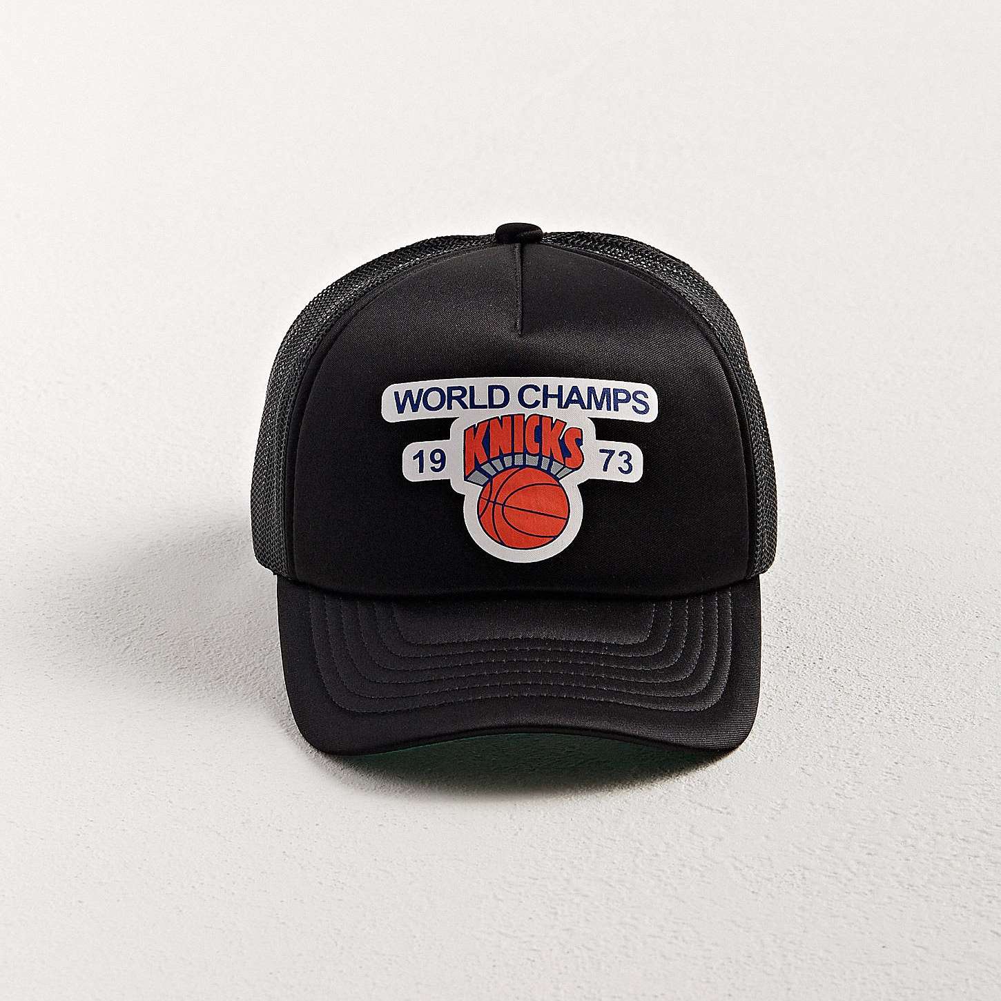 5 panel new york knicks trucker hat foam front mesh panel