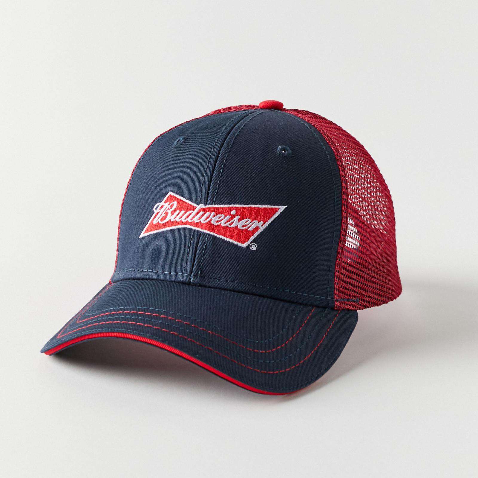 Custom beer trucker hat with front logo embroidery and sandwich brim