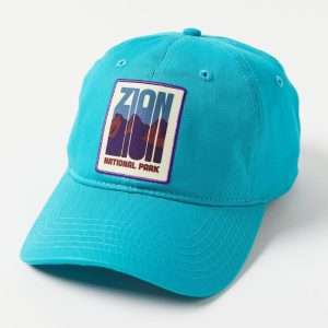 Light blue national parks baseball hat with embroidered patch logo