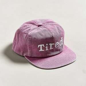 Front view of stone washing 5 panel hat made from cotton twill with front screen print by Boldhatmaker.