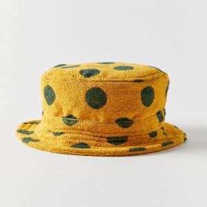Custom terry bucket hat with sublimated print and flat crown design