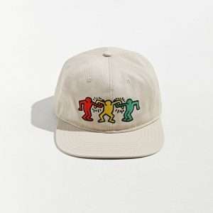 Boldhatmaker 6-panel cotton twill cap front view with red yellow green dancing figures high-density embroidery